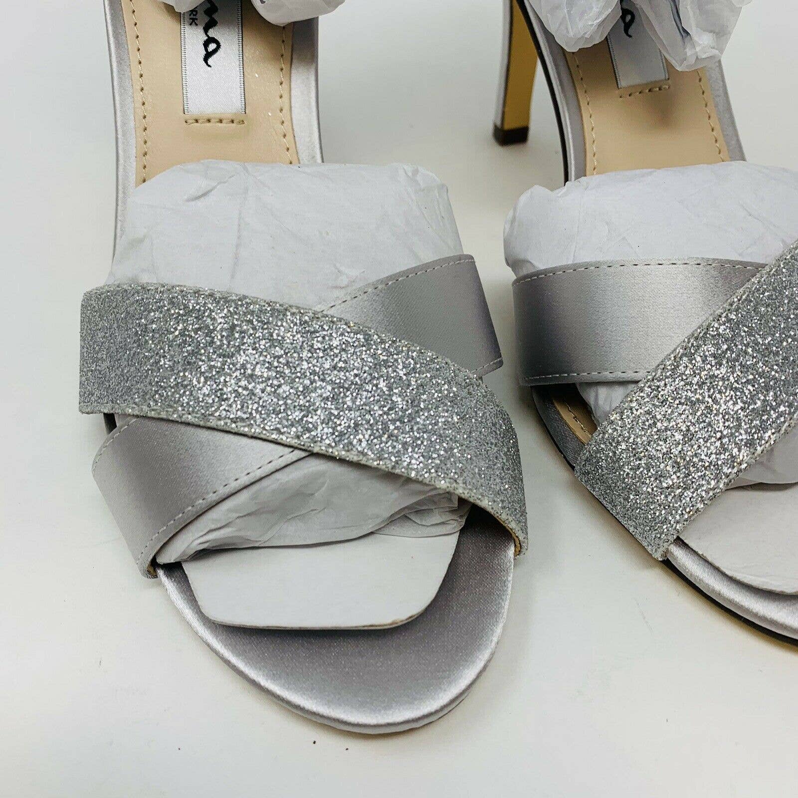 New Nina Womans Venus Heel Sandals Sz 6m Silver Glitter Formal Nib — image 5 of 8